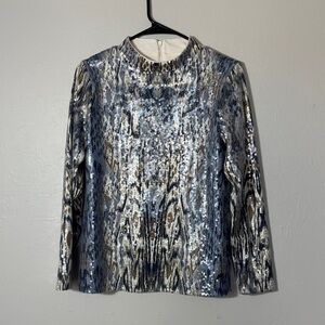 Chico's Sequin Blouse - Blue and Silver